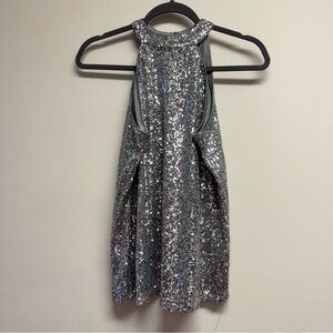Cable & Gauge Silver Sequin Halter Tank Top NWOT Size S
